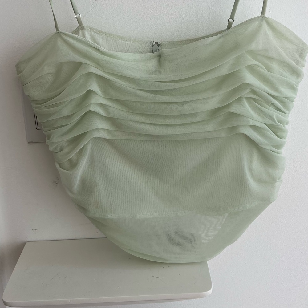 Mesh ruched corset like top